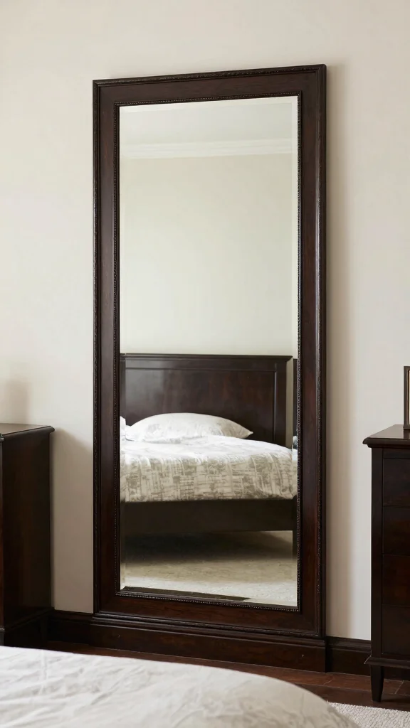 18 Dark Wood Bedroom Furniture Decor Ideas for a Cozy & Stylish Space - 16. Dark Wood Mirrors 1