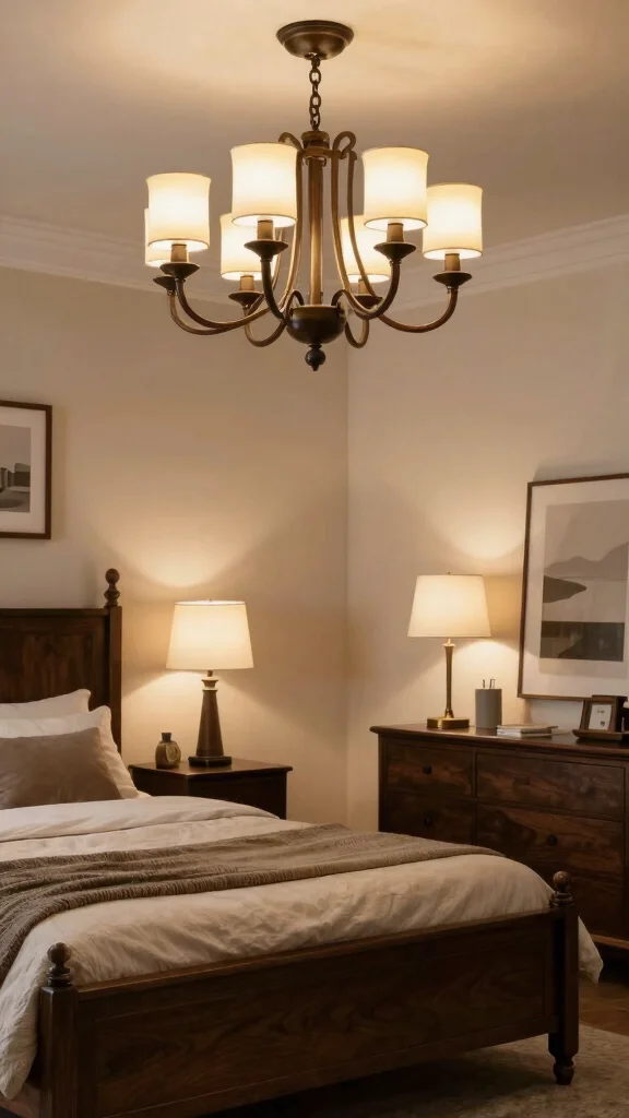 18 Dark Wood Bedroom Furniture Decor Ideas for a Cozy & Stylish Space - 18. Dark Wood Lighting Fixtures 1