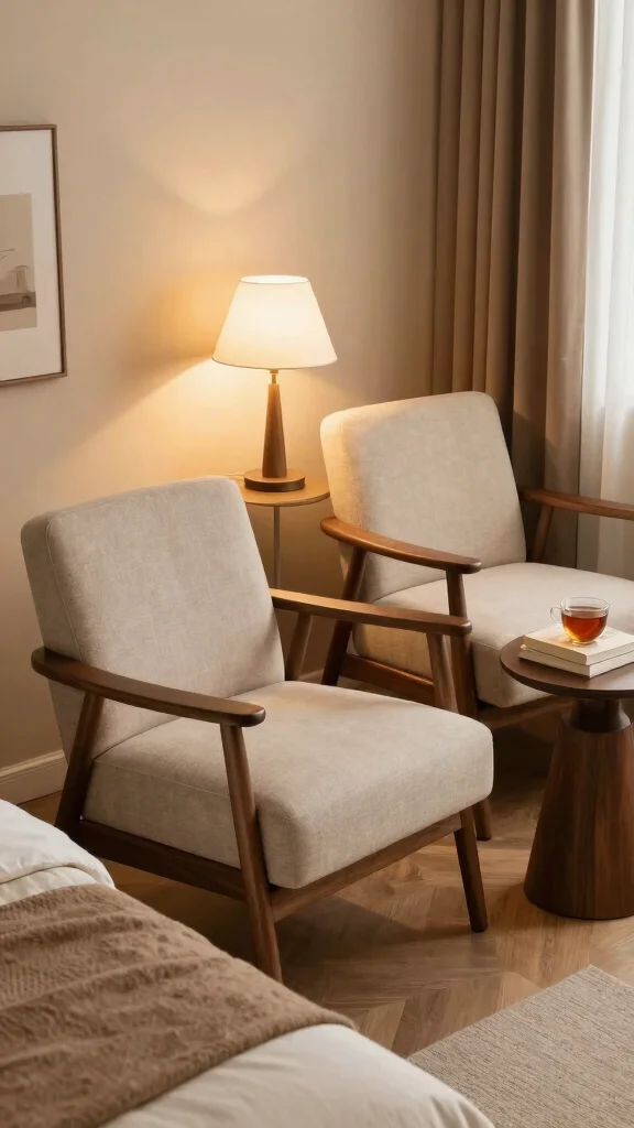 18 Dark Wood Bedroom Furniture Decor Ideas for a Cozy & Stylish Space - 4. Dark Wood Accent Chairs 1