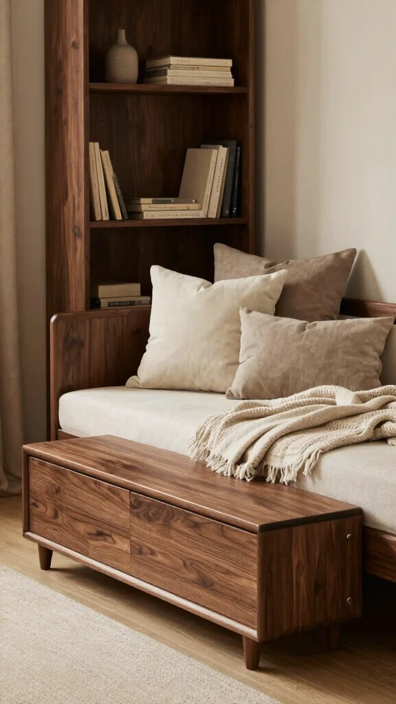 18 Dark Wood Bedroom Furniture Decor Ideas for a Cozy & Stylish Space - 5. Dark Wood Storage Solutions 1