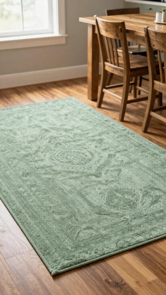 18 Farmhouse Sage Green Kitchen Ideas for a Cozy & Stylish Home - 14. Sage Green Rugs 1