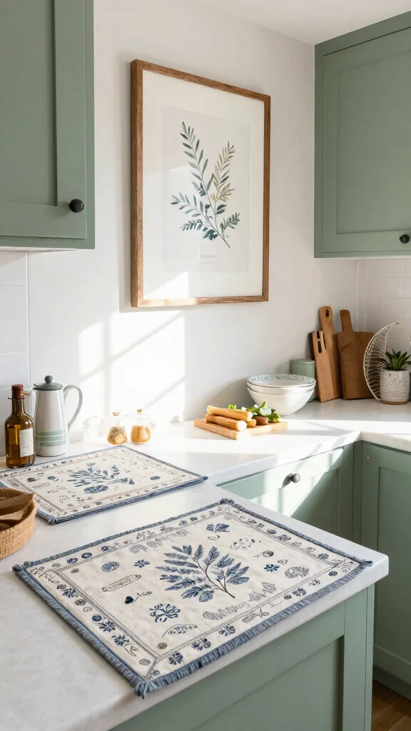 18 Farmhouse Sage Green Kitchen Ideas for a Cozy & Stylish Home - 16. Sage Green Decor Accents 1