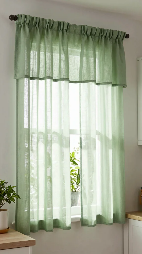 18 Farmhouse Sage Green Kitchen Ideas for a Cozy & Stylish Home - 17. Sage Green Window Treatments 1