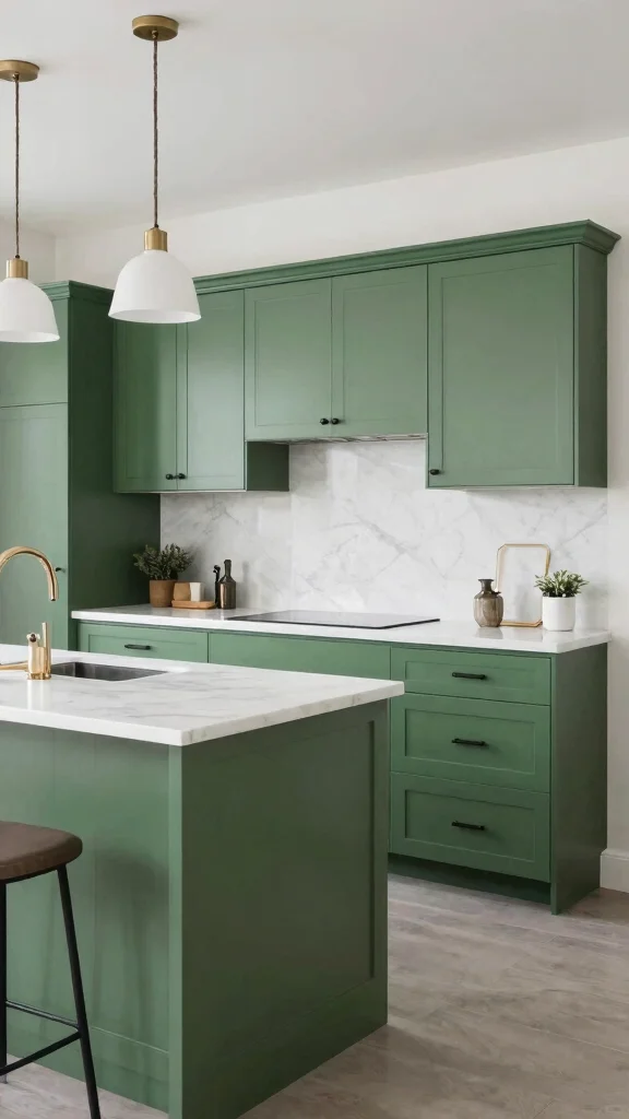 18 Green Cabinets with Black Hardware: Minimalist & Trendy - 13. Classic Green Simplicity 1