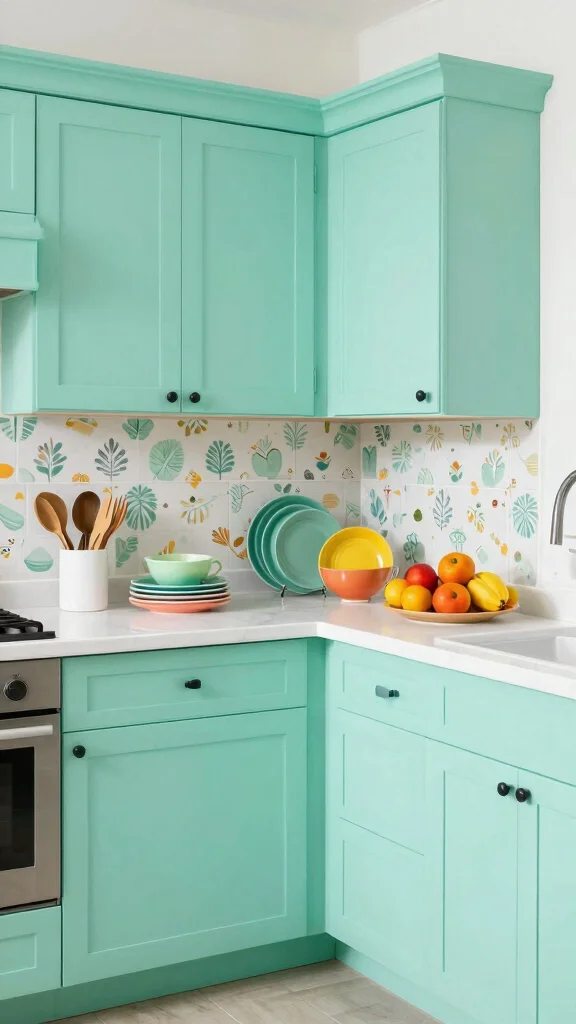 18 Green Cabinets with Black Hardware: Minimalist & Trendy - 4. Mint Green Freshness 1