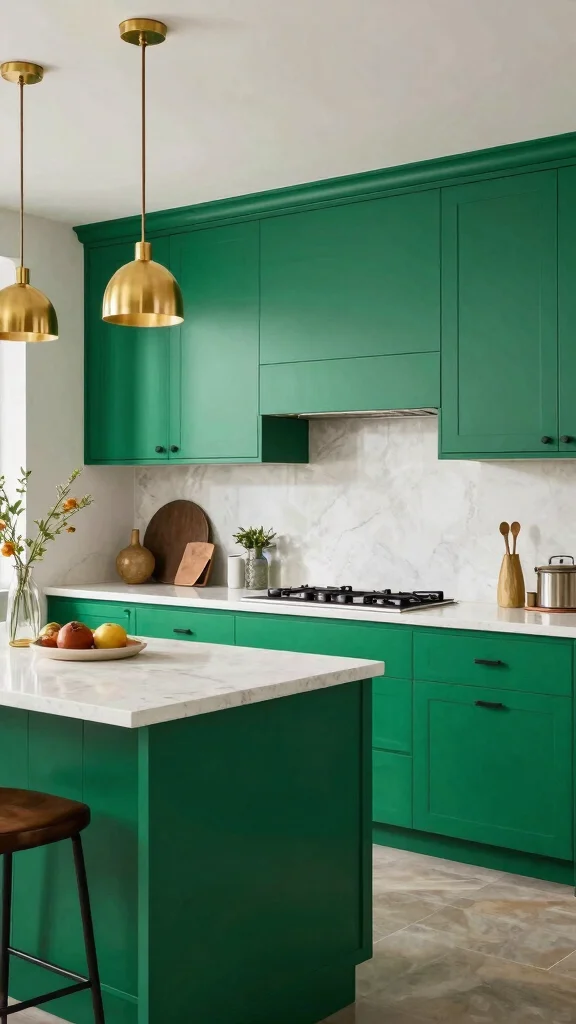 18 Green Cabinets with Black Hardware: Minimalist & Trendy - 5. Emerald Green Glamour 1
