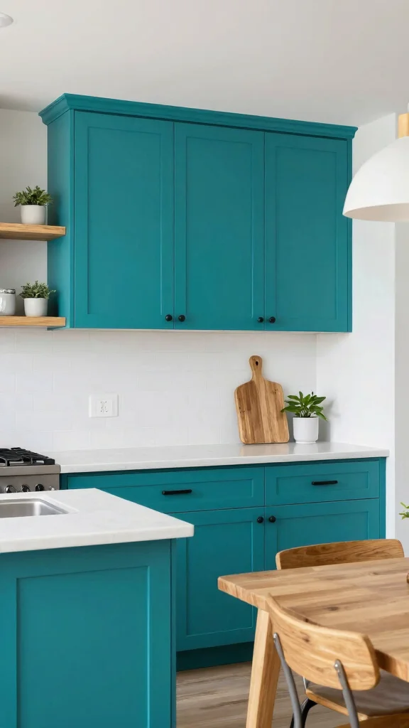18 Green Cabinets with Black Hardware: Minimalist & Trendy - 6. Teal Blue-Green Fusion 1