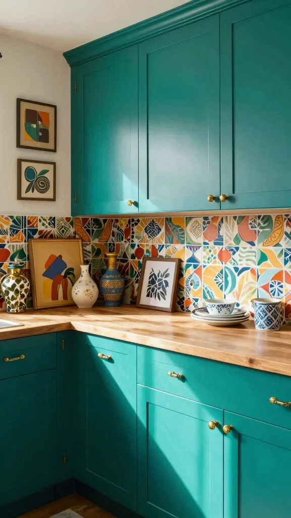 18 Green Cabinets with Gold Handles for a Chic Upgrade - 4. Teal Green with Antique Gold 1