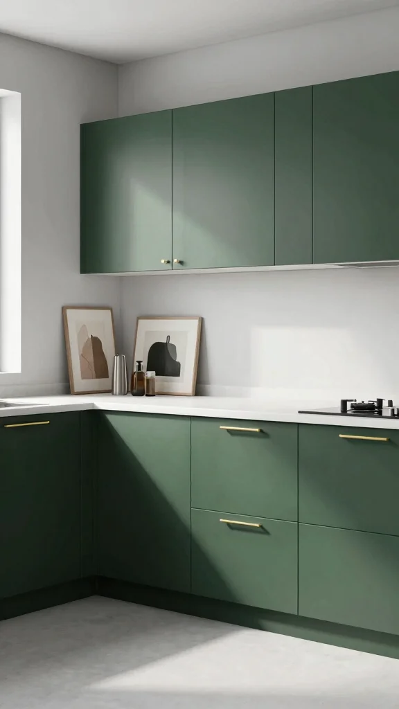 18 Green Cabinets with Gold Handles for a Chic Upgrade - 5. Dark Green for Modern Minimalism 1