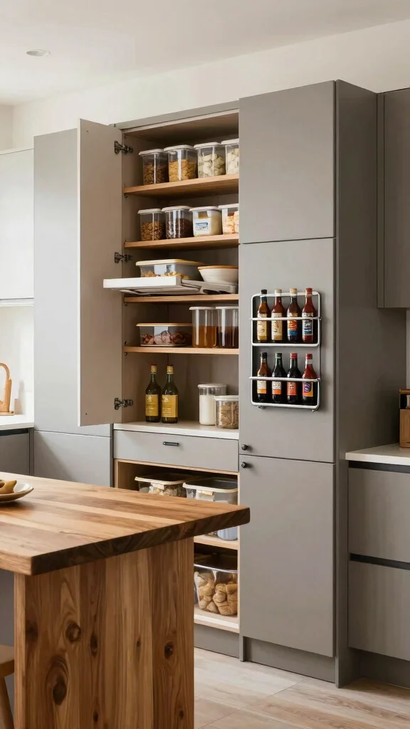 18 Green Kitchen Ideas with a Wooden Island as the Focal Point - 10. Smart Storage Solutions for Efficiency 1