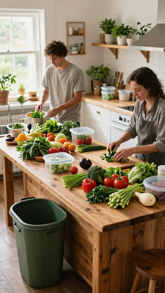 18 Green Kitchen Ideas with a Wooden Island as the Focal Point - 18. Sustainable Practices for Everyday Cooking 1