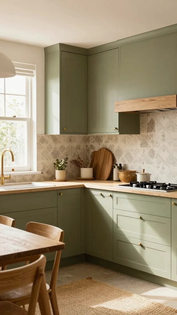 18 Modern Light Green Kitchen Cabinet Ideas - 5. Light Olive Green for Warmth 1