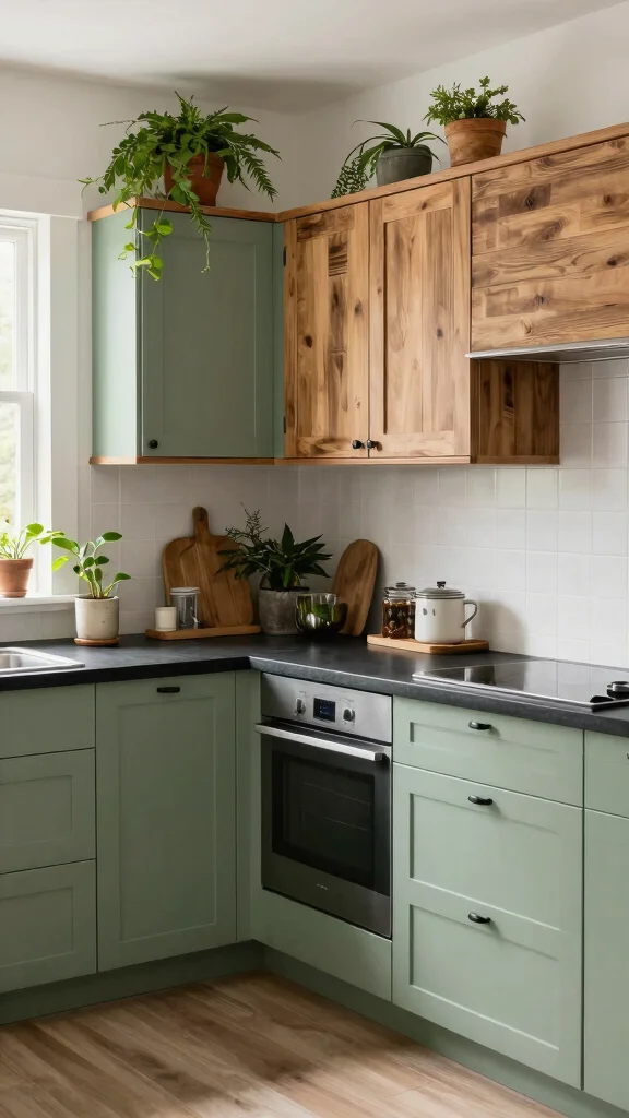18 Sage Green Cabinets with Black Countertops: Beautiful Combinations - 17. Eco-Friendly Practices for Sustainable Living 1