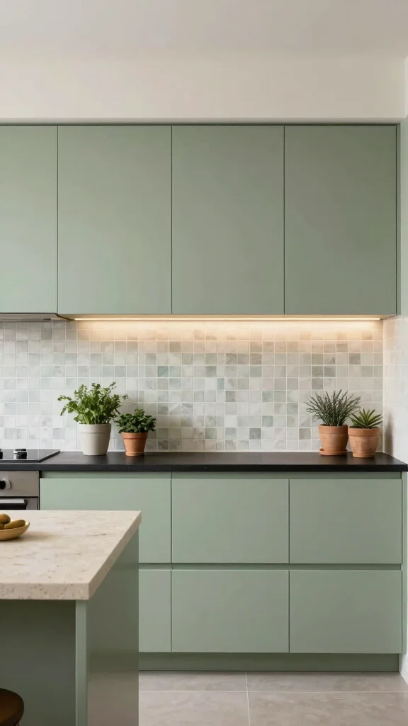 18 Sage Green Cabinets with Black Countertops: Beautiful Combinations - 2. Serene Spa-Inspired Spaces 1