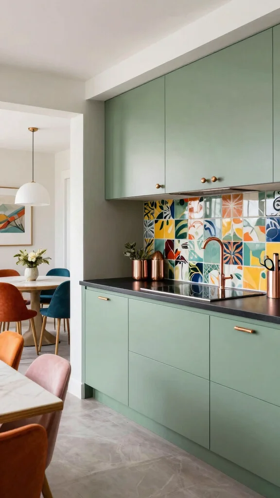 18 Sage Green Cabinets with Black Countertops: Beautiful Combinations - 3. Bold Contrast for a Statement Look 1