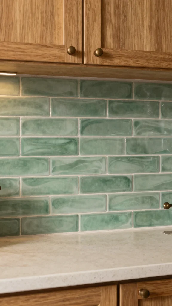 18 Sage Green Kitchen Backsplash Ideas for a Stylish Interior - 1. Textured Tiles for Depth 1