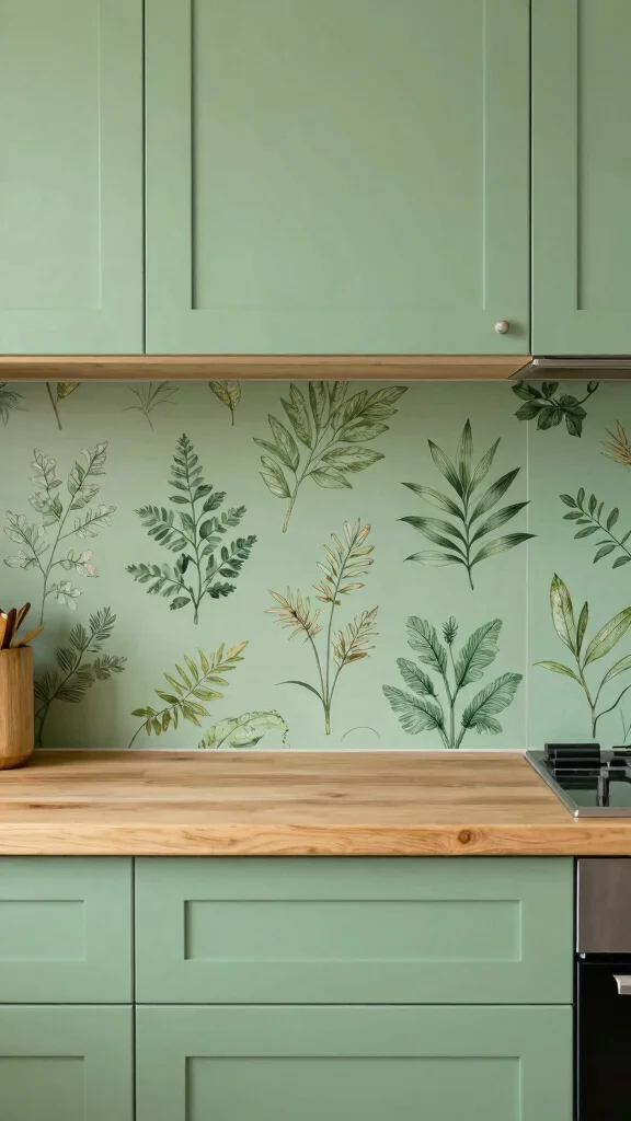 18 Sage Green Kitchen Backsplash Ideas for a Stylish Interior - 10. Botanical Prints 1
