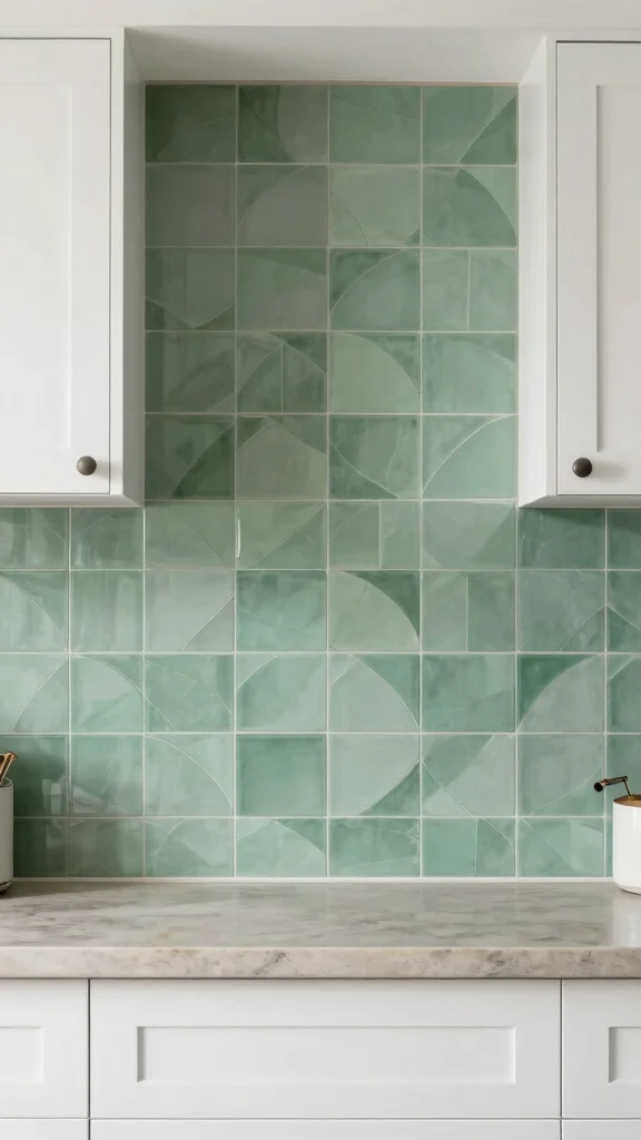 18 Sage Green Kitchen Backsplash Ideas for a Stylish Interior - 11. Geometric Patterns 1