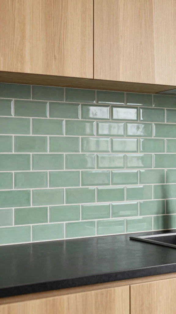 18 Sage Green Kitchen Backsplash Ideas for a Stylish Interior - 5. Glass Subway Tiles 1