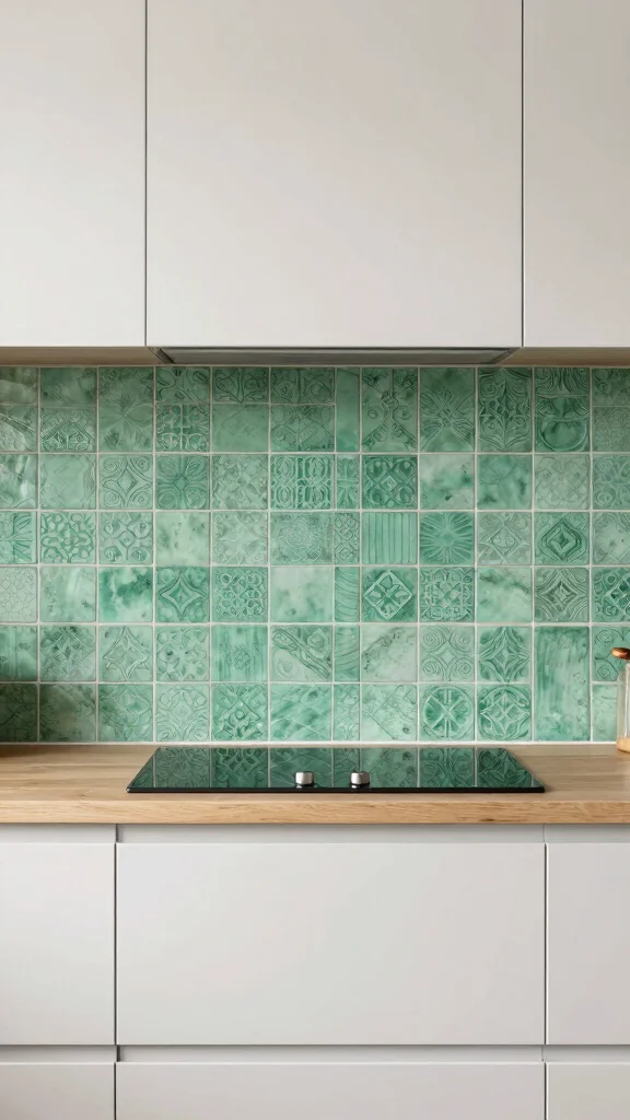 18 Sage Green Kitchen Backsplash Ideas for a Stylish Interior - 7. Eco-Friendly Cement Tiles 1