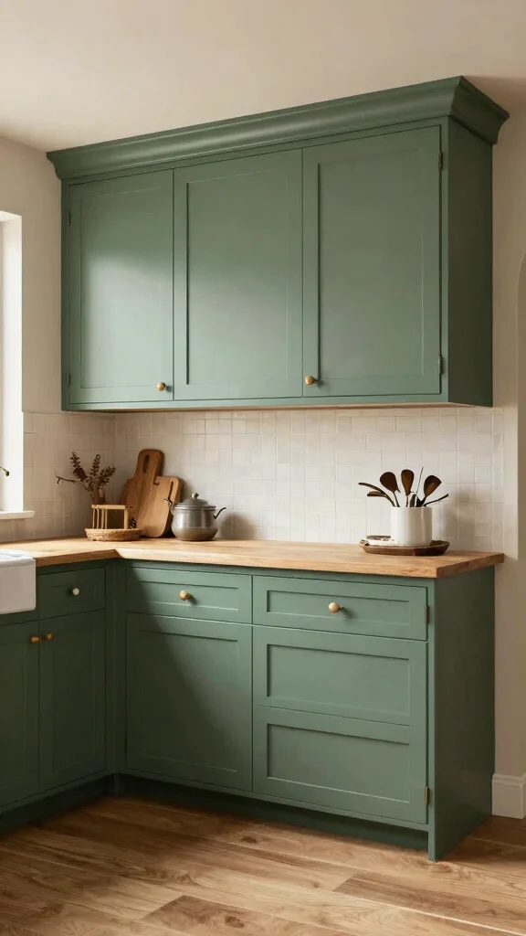 18 Top Dark Green Paint Colors for Kitchen Cabinets - 14. Spruce Green 1