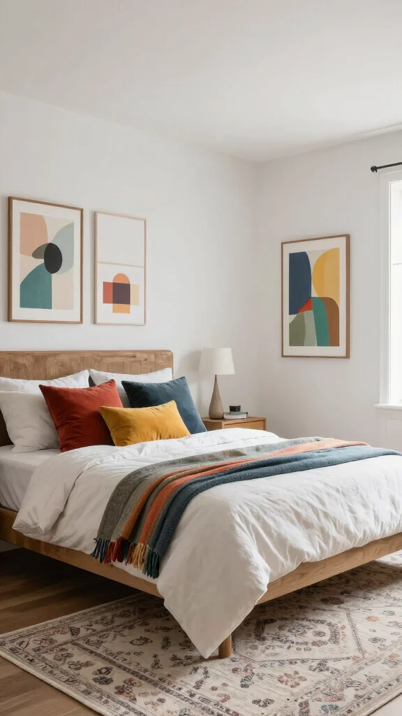 18 Ways to Arrange Furniture in Your Bedroom for Maximum Comfort - 9. Keep it Neutral with Pops of Color 1