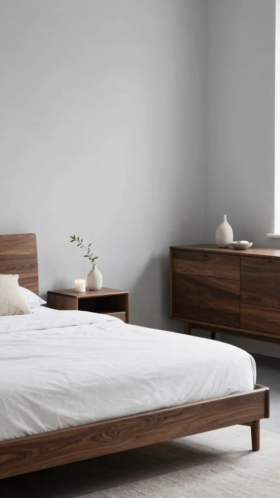 19 Bedroom Design Ideas with Dark Wood Furniture - 1. Embrace Minimalism with Sleek Dark Wood 1