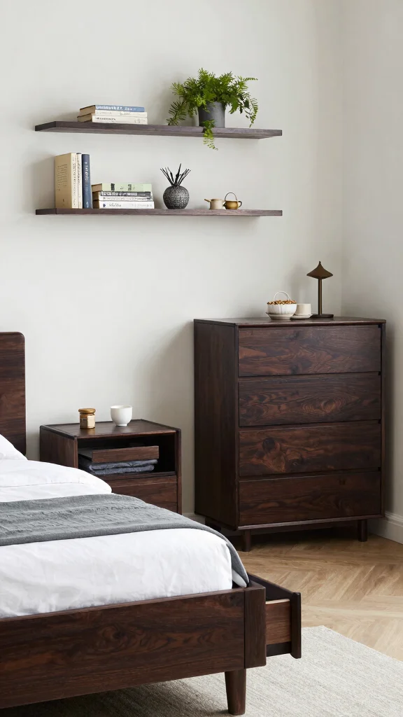 19 Bedroom Design Ideas with Dark Wood Furniture - 10. Smart Storage Solutions 1