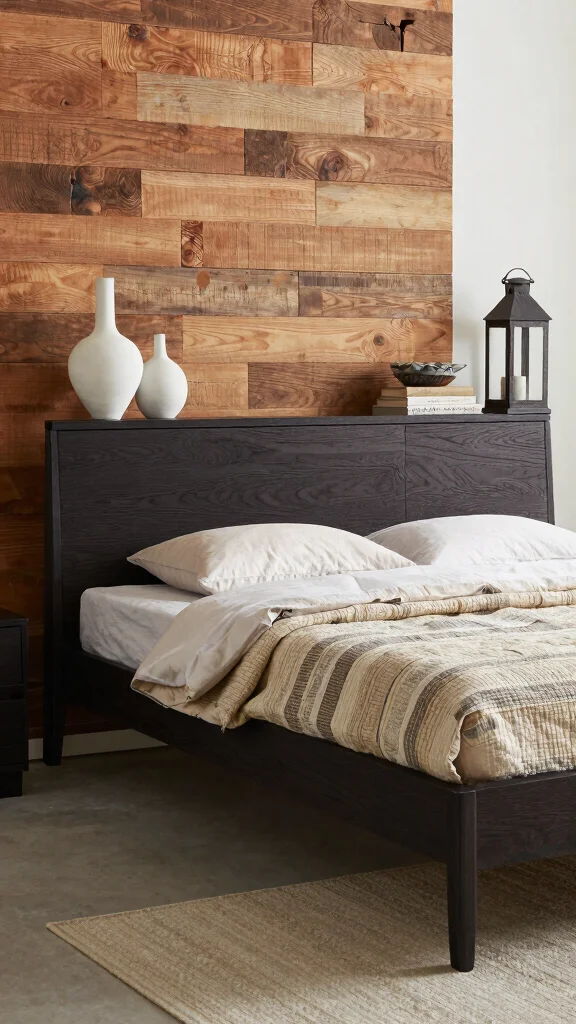 19 Bedroom Design Ideas with Dark Wood Furniture - 15. Combining Modern and Rustic Elements 1