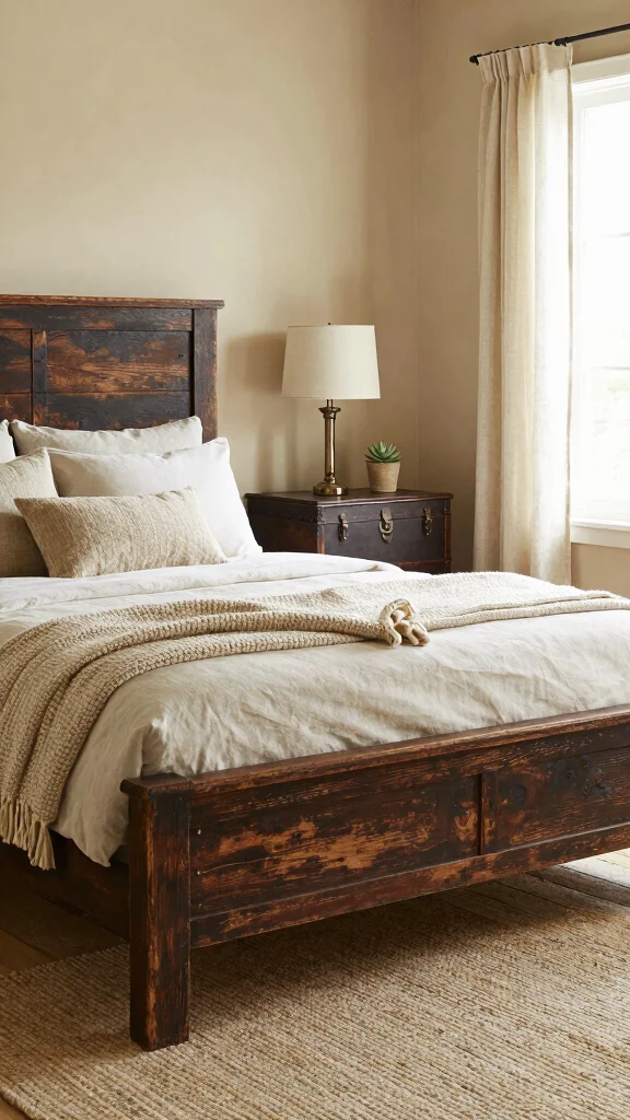 19 Bedroom Design Ideas with Dark Wood Furniture - 2. Cozy Rustic Charm with Reclaimed Wood 1