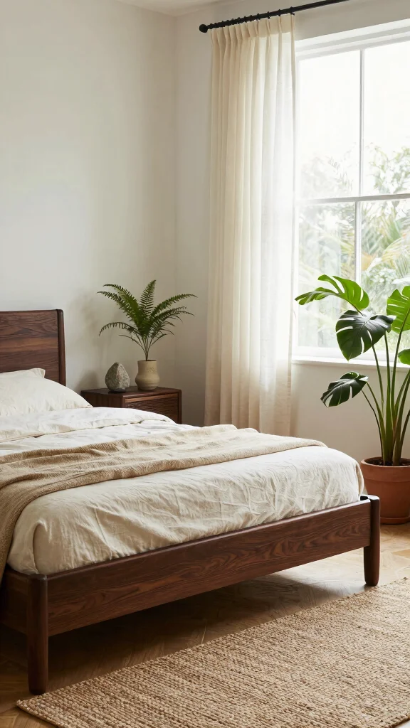 19 Bedroom Design Ideas with Dark Wood Furniture - 8. Incorporating Natural Elements 1