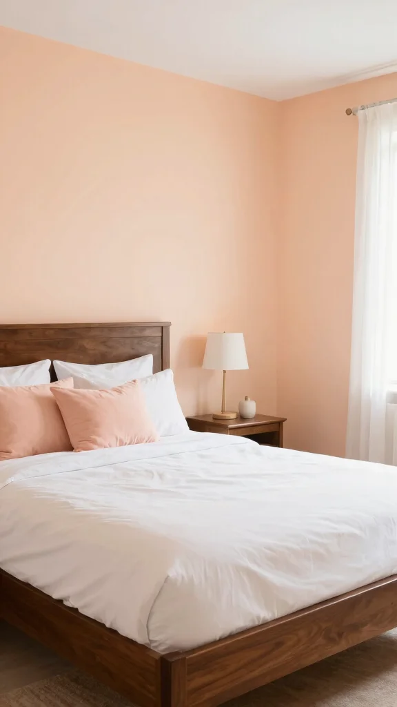 19 Bedroom Paint Colors to Complement Dark Furniture - 14. Pale Peach for a Bright, Cheery Mood 1