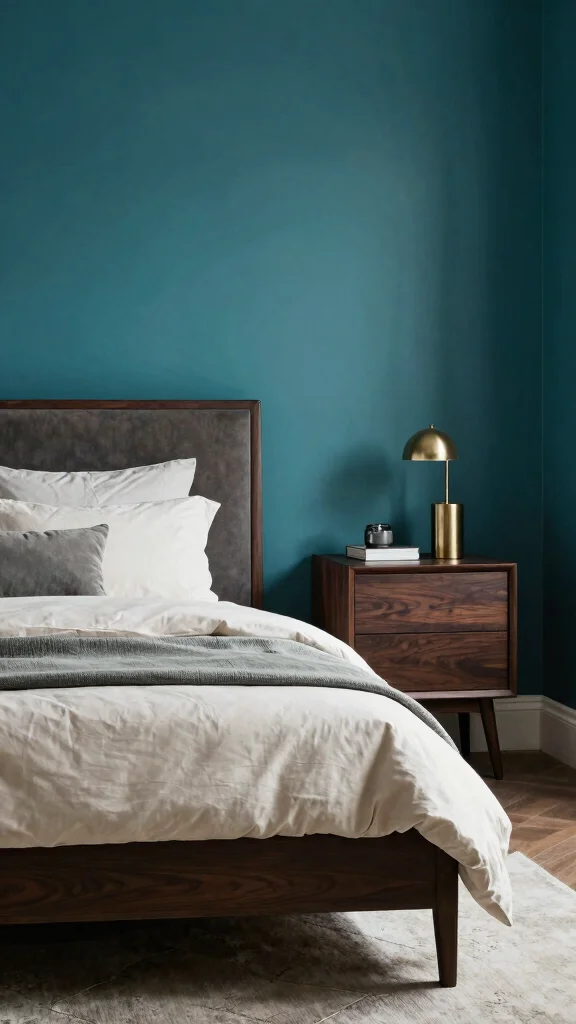 19 Bedroom Paint Colors to Complement Dark Furniture - 15. Teal for a Contemporary Feel 1