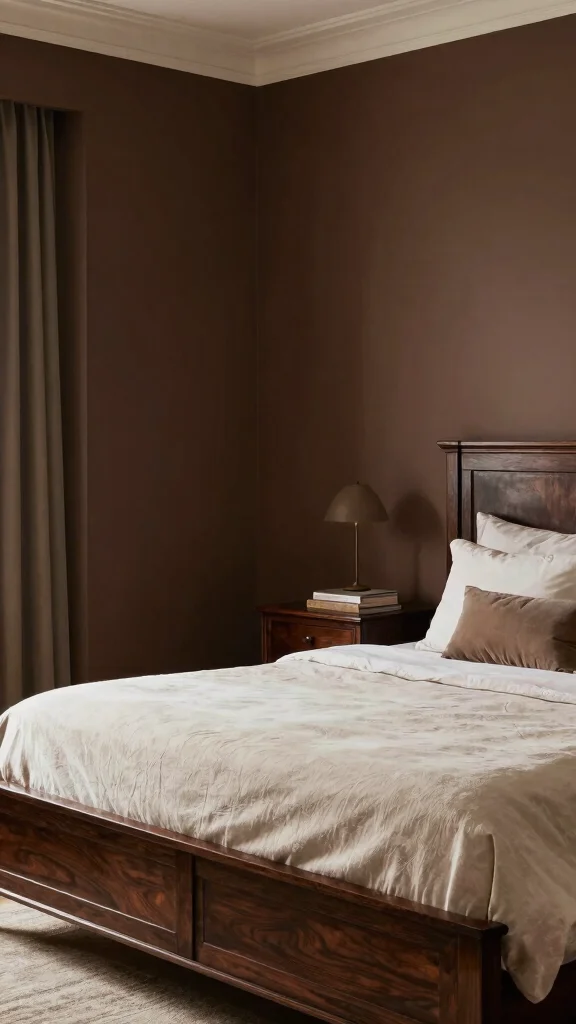 19 Bedroom Paint Colors to Complement Dark Furniture - 19. Chocolate Brown for Rich Depth 1