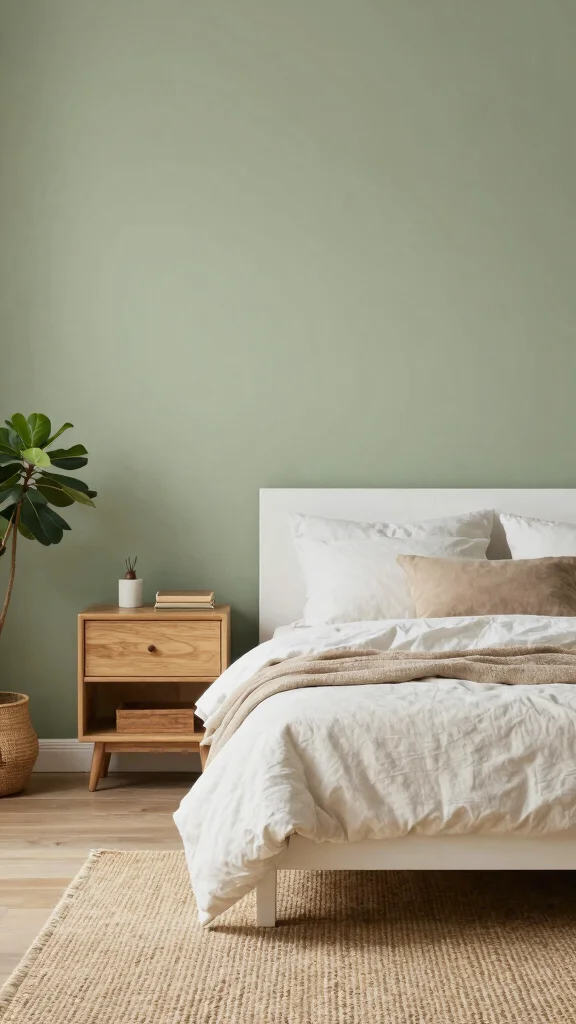 19 Bedroom with White Furniture and Wall Color Ideas - 11. Earthy Sage Green 1