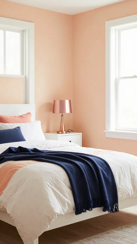 19 Bedroom with White Furniture and Wall Color Ideas - 12. Gentle Peach Glow 1