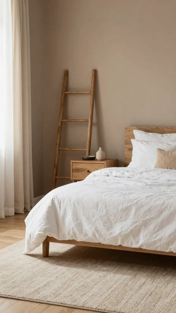 19 Bedroom with White Furniture and Wall Color Ideas - 14. Cozy Earthy Taupe 1