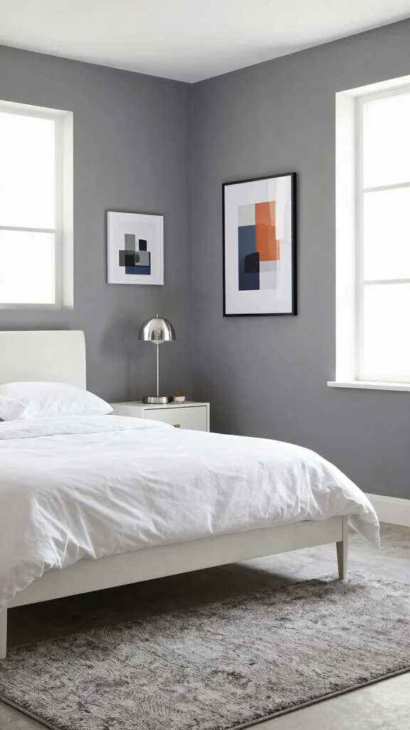 19 Bedroom with White Furniture and Wall Color Ideas - 4. Cool Grey Elegance 1