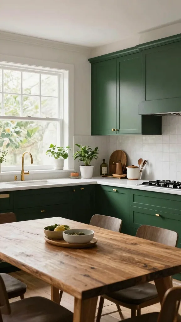 19 Best Green Colors for Kitchen Cabinets in 2025 - 1. Deep Forest Green 1