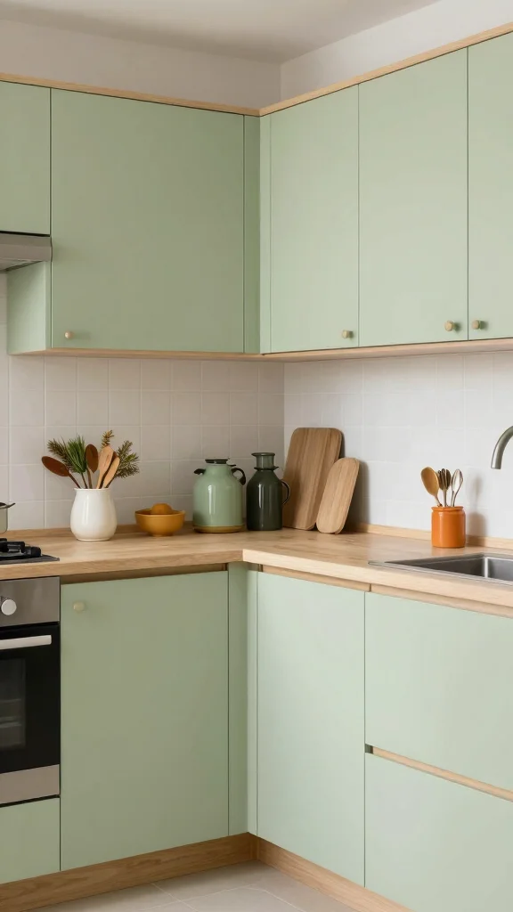 19 Best Green Colors for Kitchen Cabinets in 2025 - 10. Pale Avocado 1
