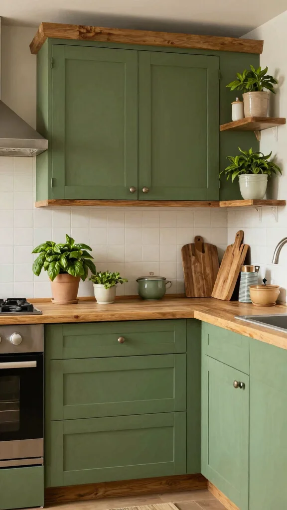 19 Best Green Colors for Kitchen Cabinets in 2025 - 15. Basil Green 1