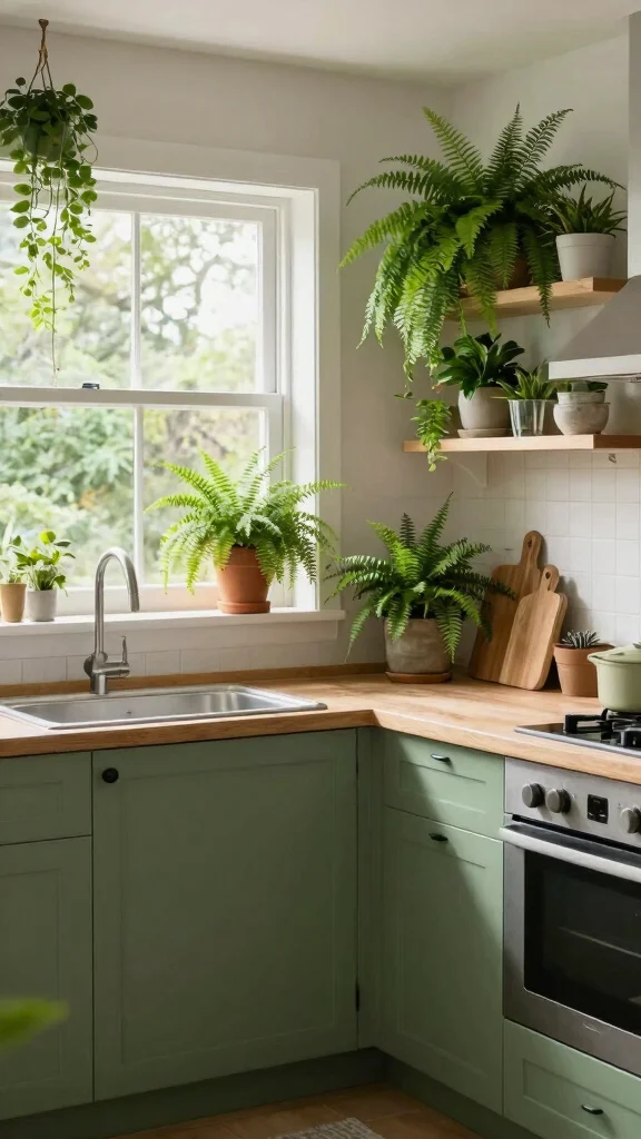 19 Best Green Paint Colors for Kitchen Cabinets - 10. Fern Green 1