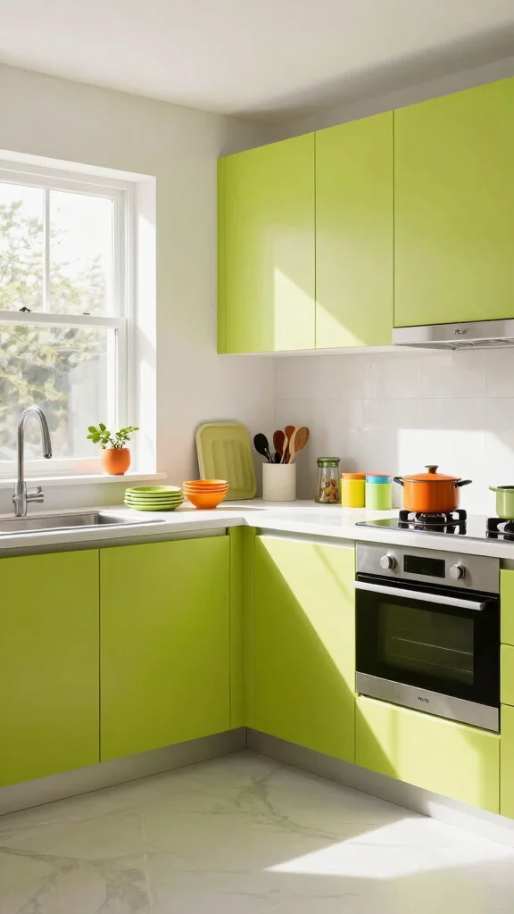 19 Best Green Paint Colors for Kitchen Cabinets - 11. Lime Green 1