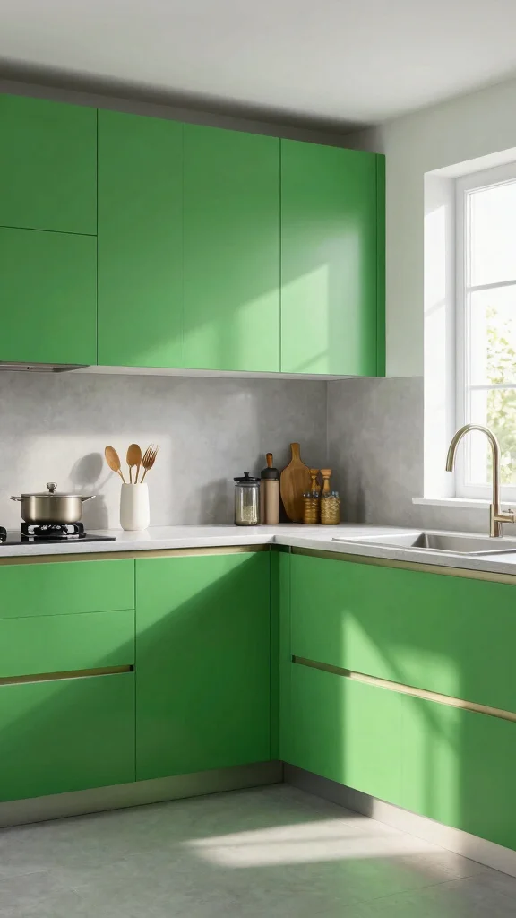19 Best Green Paint Colors for Kitchen Cabinets - 12. Chartreuse Green 1