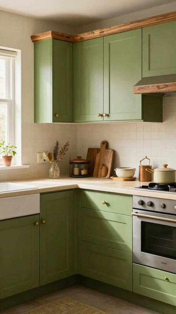 19 Best Green Paint Colors for Kitchen Cabinets - 18. Avocado Green 1