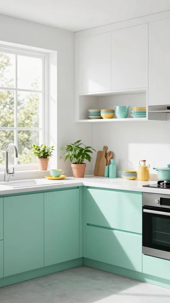 19 Best Green Paint Colors for Kitchen Cabinets - 3. Mint Green 1