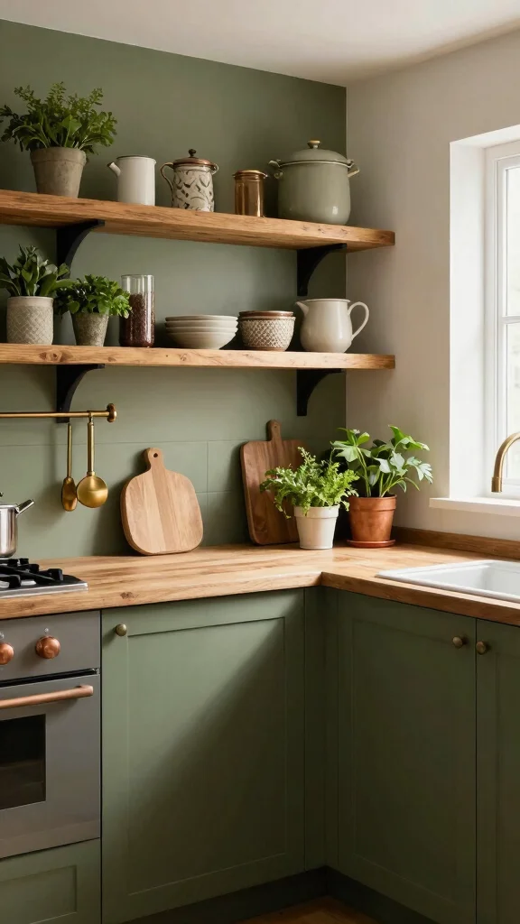 19 Best Green Paint Colors for Kitchen Cabinets - 4. Olive Green 1
