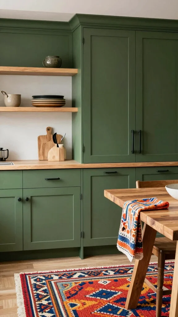 19 Best Green Paint Colors for Kitchen Cabinets - 7. Army Green 1