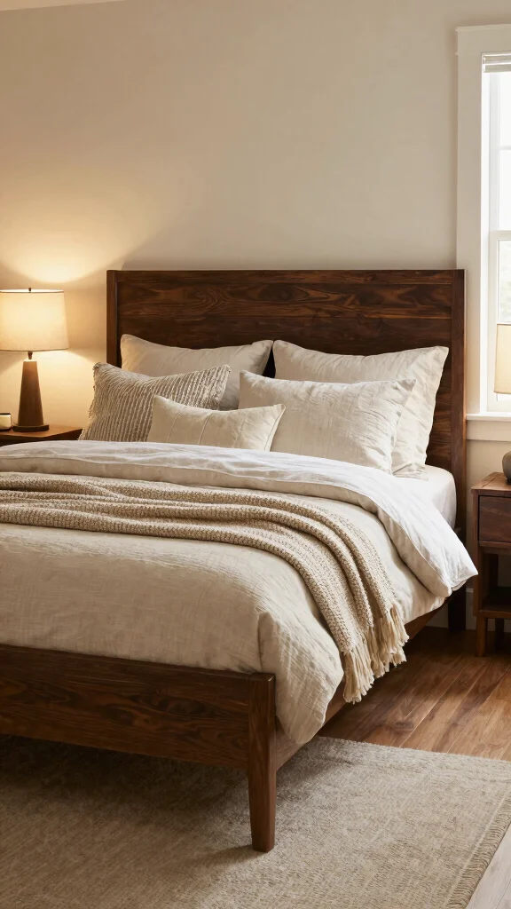 19 Dark Brown Bedroom Furniture Decor Ideas for Warmth - 1. Embrace the Richness of Dark Wood Beds 1