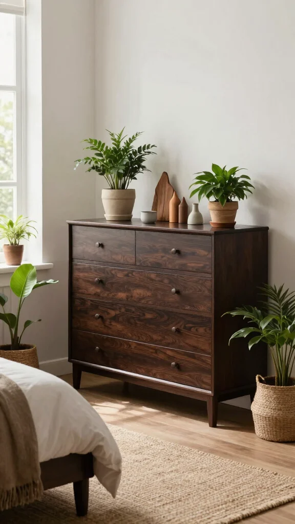 19 Dark Brown Bedroom Furniture Decor Ideas for Warmth - 8. Incorporate Natural Elements 1